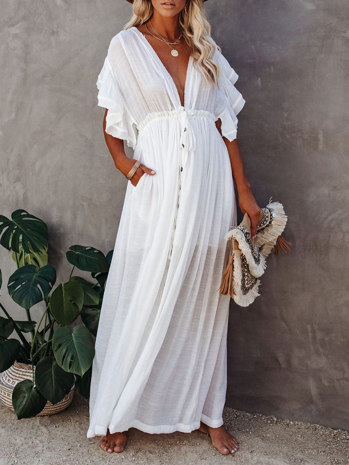 Drawstring Beach Cover-up