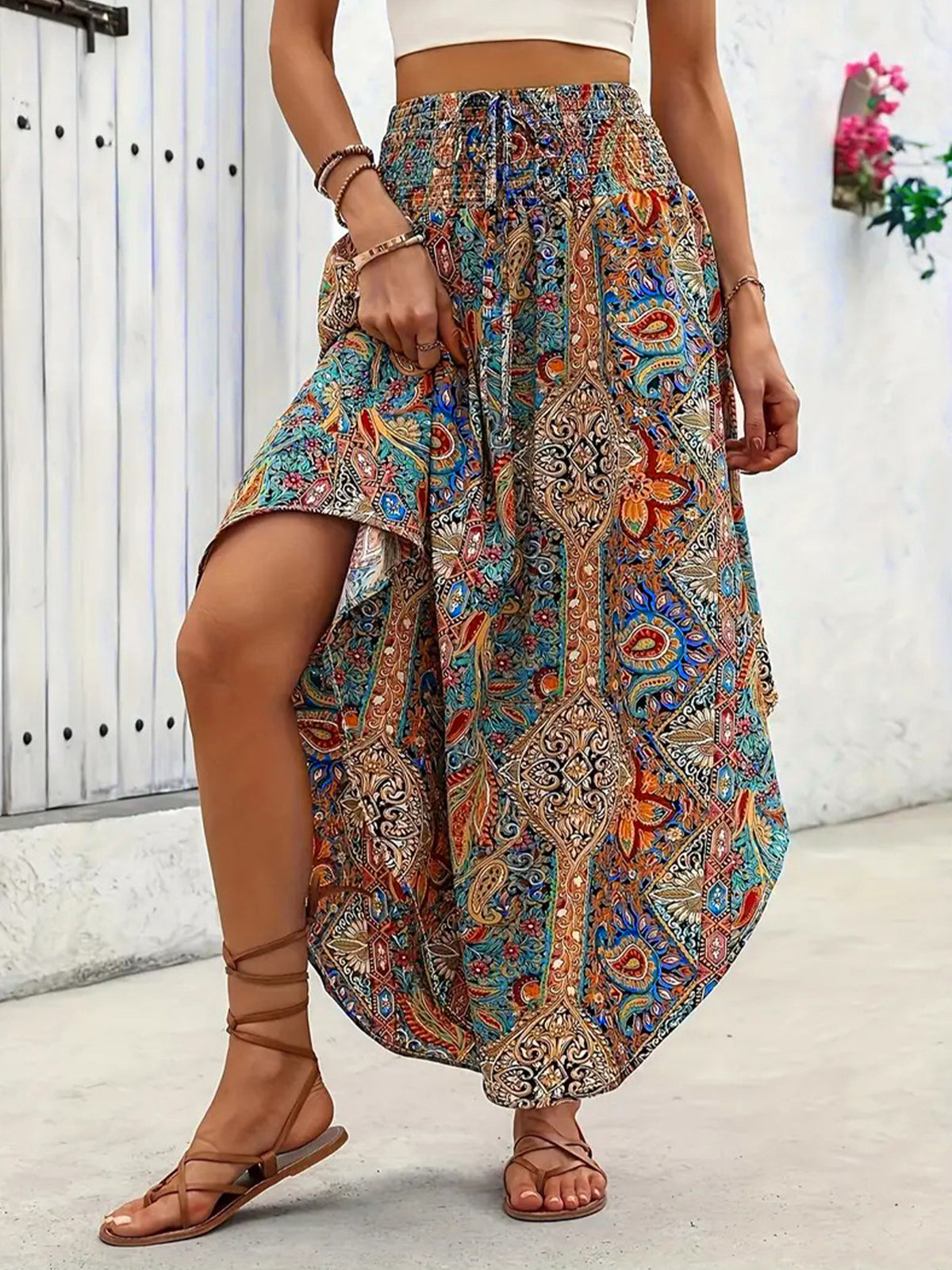 Bohemian Print A-line Skirt