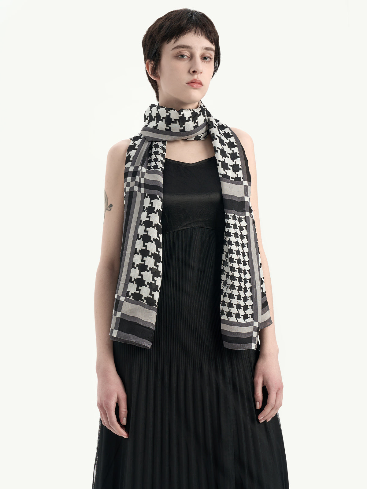 Plaid Silk Shawl Scarf