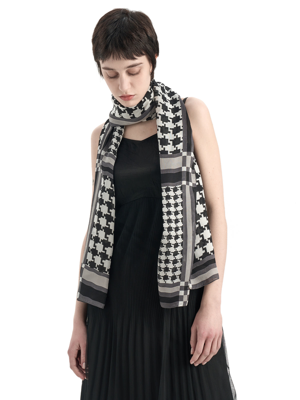 Plaid Silk Shawl Scarf