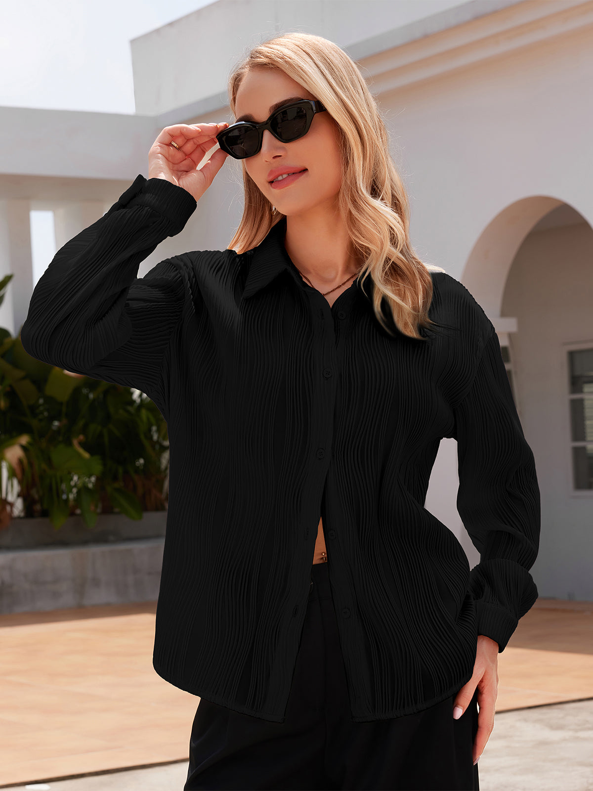 Textured Button Down Shirt