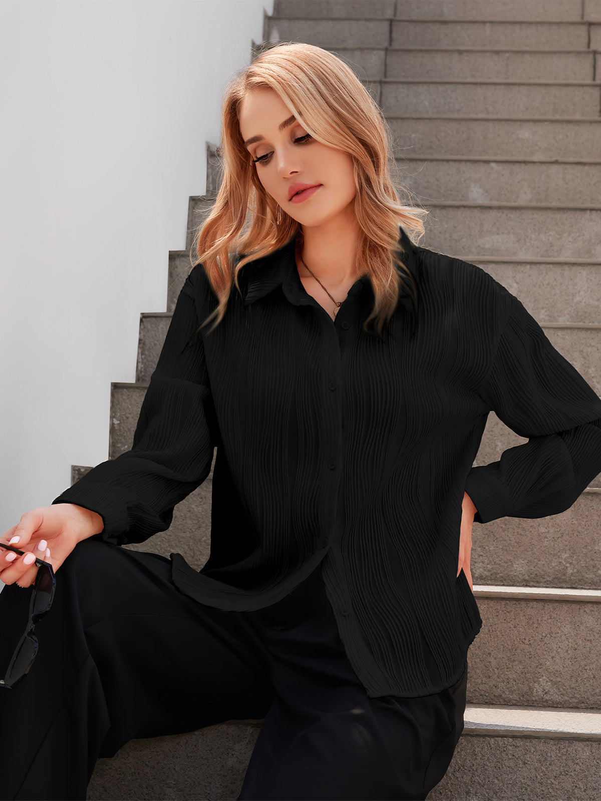 Textured Button Down Shirt