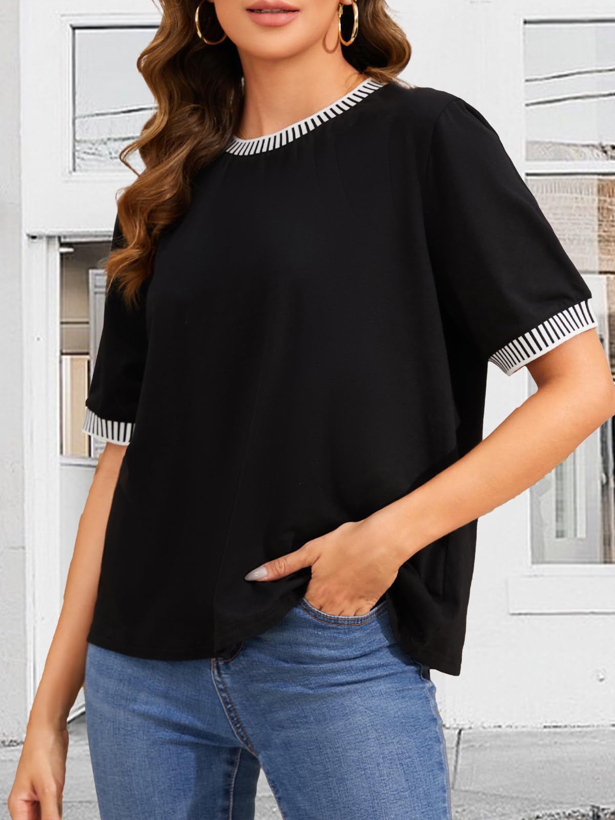Contrast Crew Neck T-Shirt