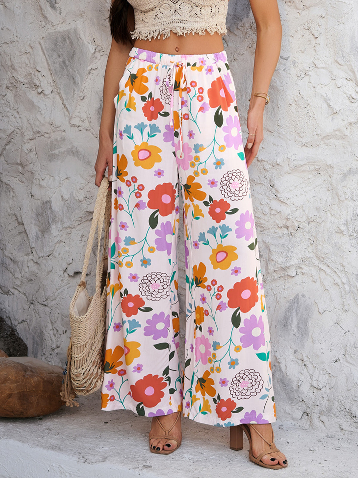 Bohemian Floral Wide Leg Pants