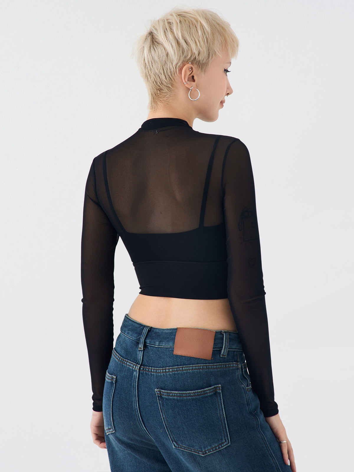 Mesh False Two Piece Top