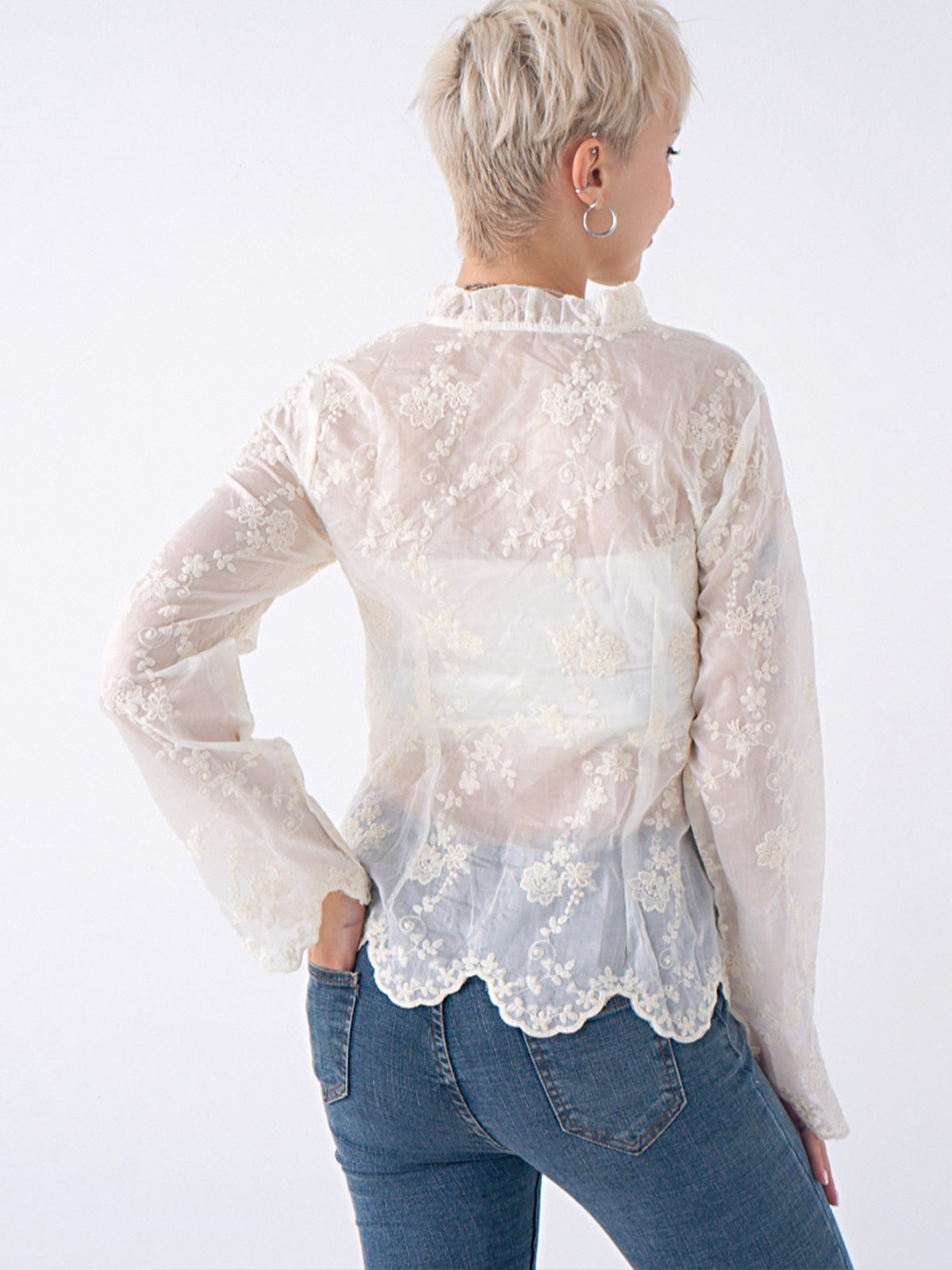 Embroidered V-Neck Shirt