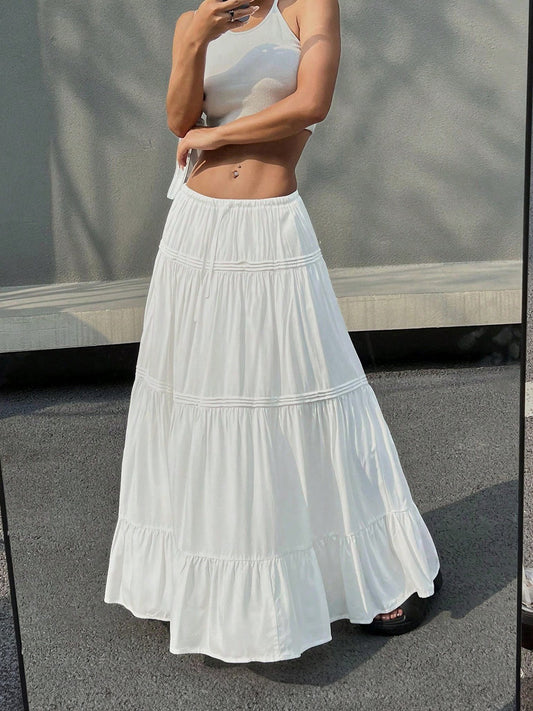 Elastic Waist Tiered Skirt