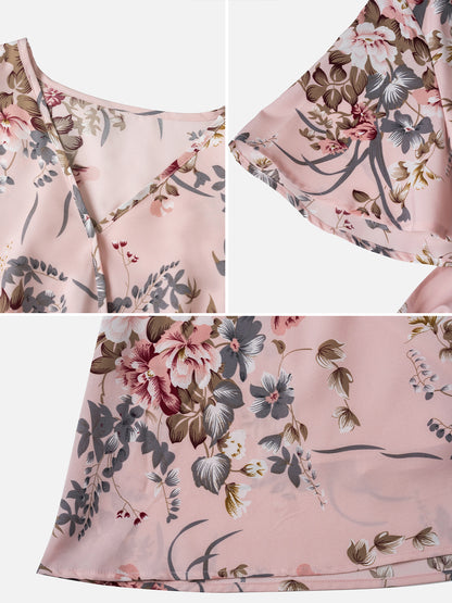 Floral Print V-Neck Midi Dress