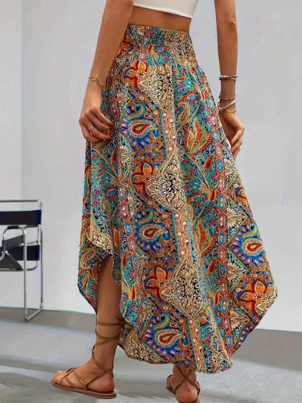 Bohemian Print A-line Skirt