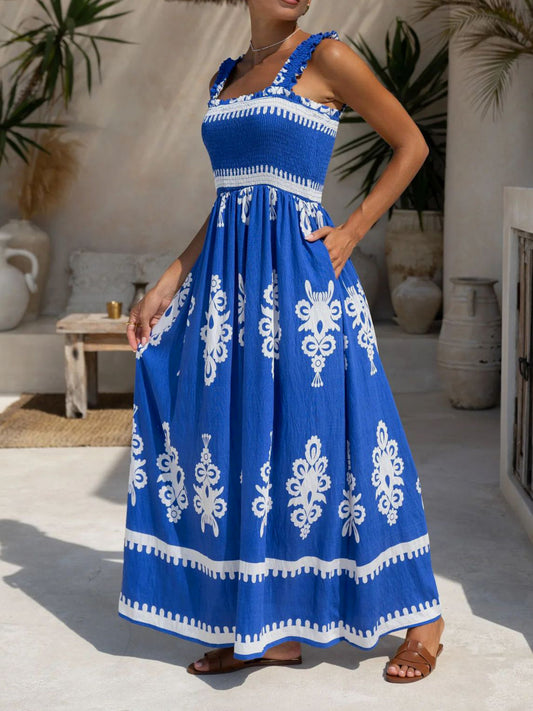 Sleeveless Square Neck Floral Dress