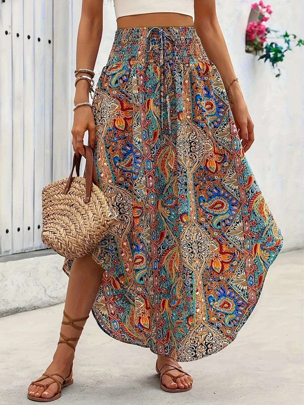 Bohemian Print A-line Skirt