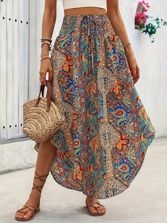 Bohemian Print A-line Skirt