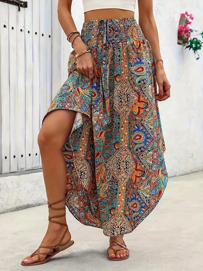 Bohemian Print A-line Skirt