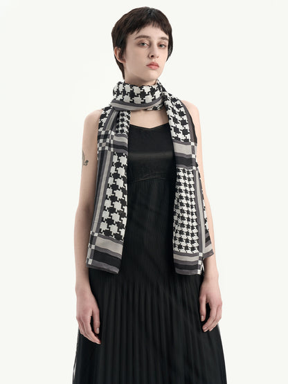 Plaid Silk Shawl Scarf