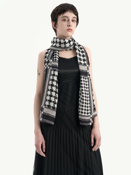 Plaid Silk Shawl Scarf