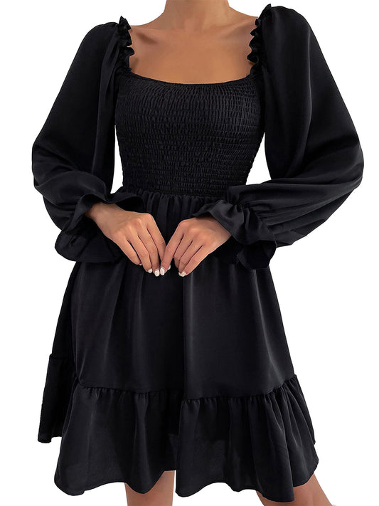 Smocked Ruffled  Mini Dress