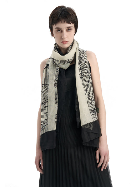 Stripe Print Silk Scarf