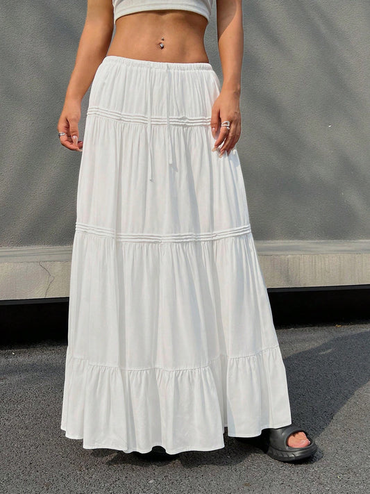Elastic Waist Tiered Skirt