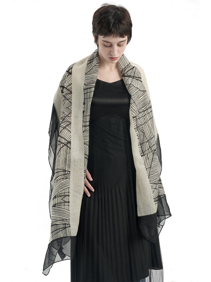 Stripe Print Silk Scarf