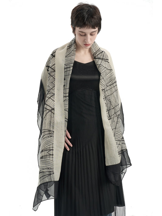 Stripe Print Silk Scarf