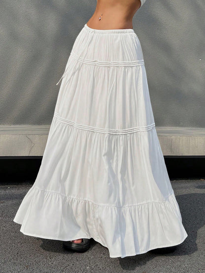 Elastic Waist Tiered Skirt