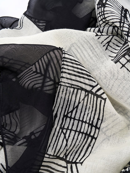 Stripe Print Silk Scarf