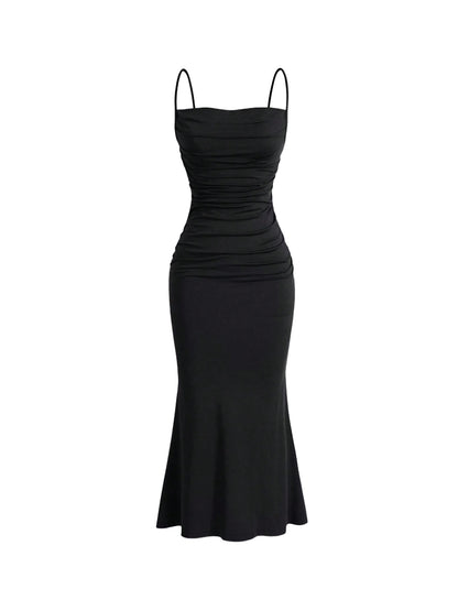 Spaghetti Straps Pleated Dress