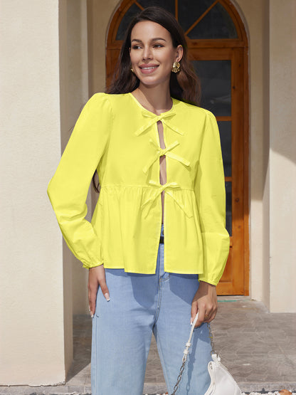 Bow Tie Front Closure Shirt