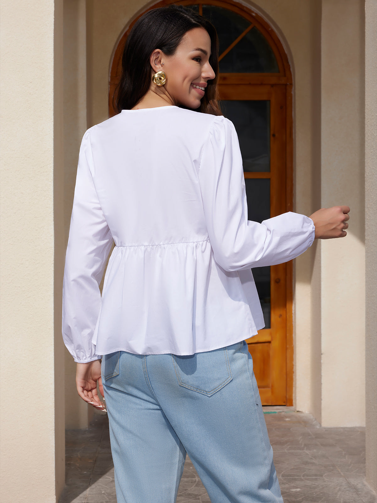 Bow Tie Front Closure Shirt