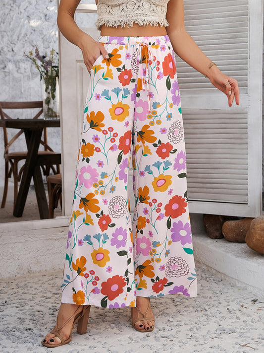 Bohemian Floral Wide Leg Pants