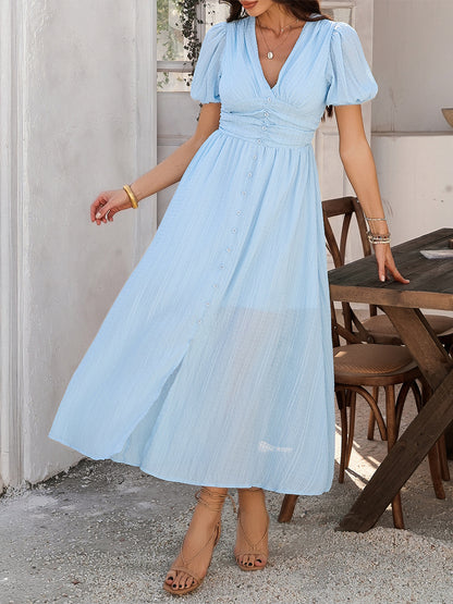 V Neck Slit Dress