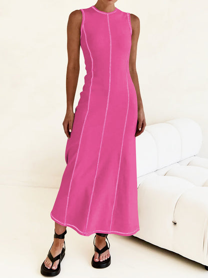 Contrast Piping Sleeveless Dress