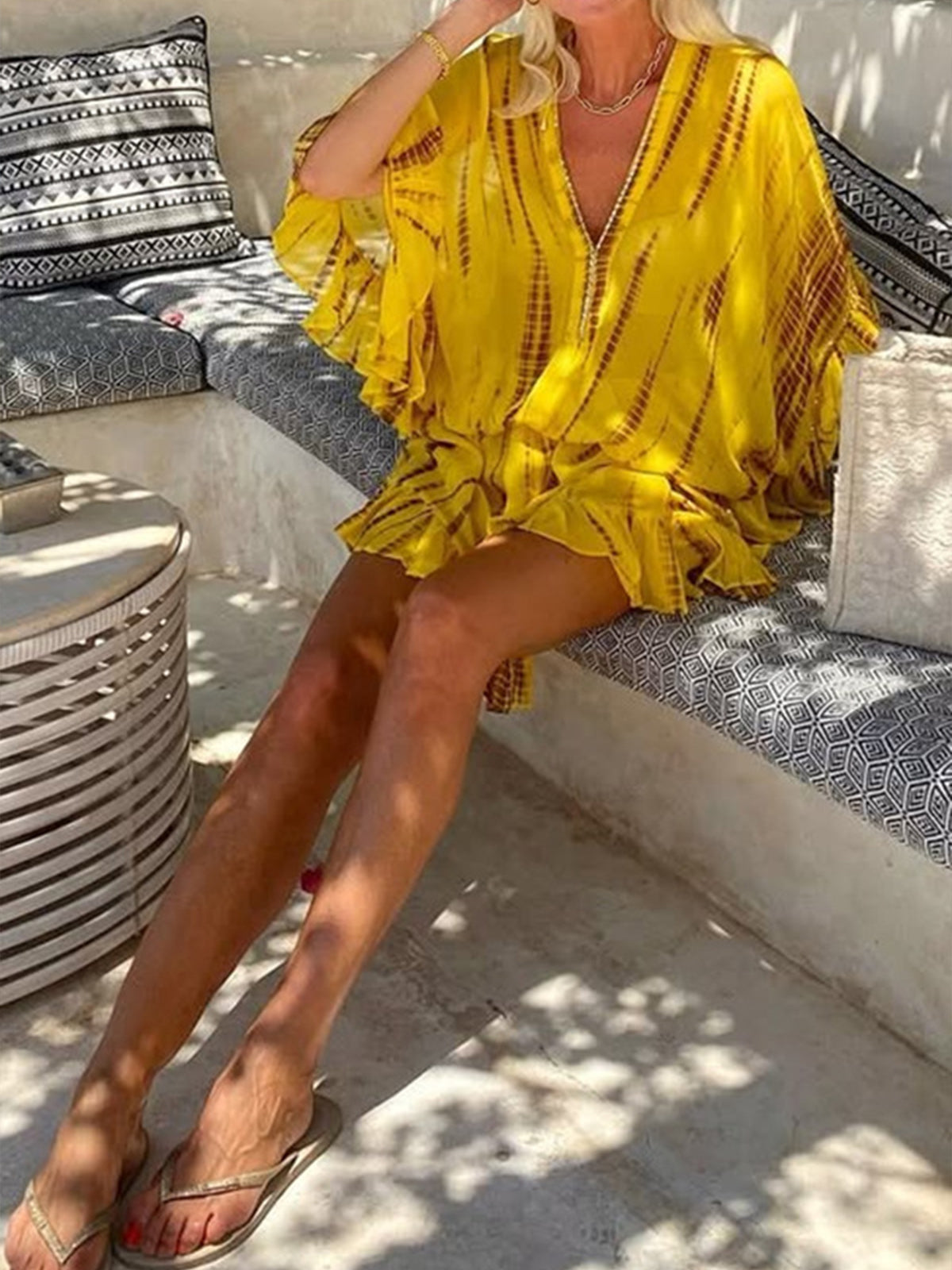 Batwing Sleeve Chiffon Dress