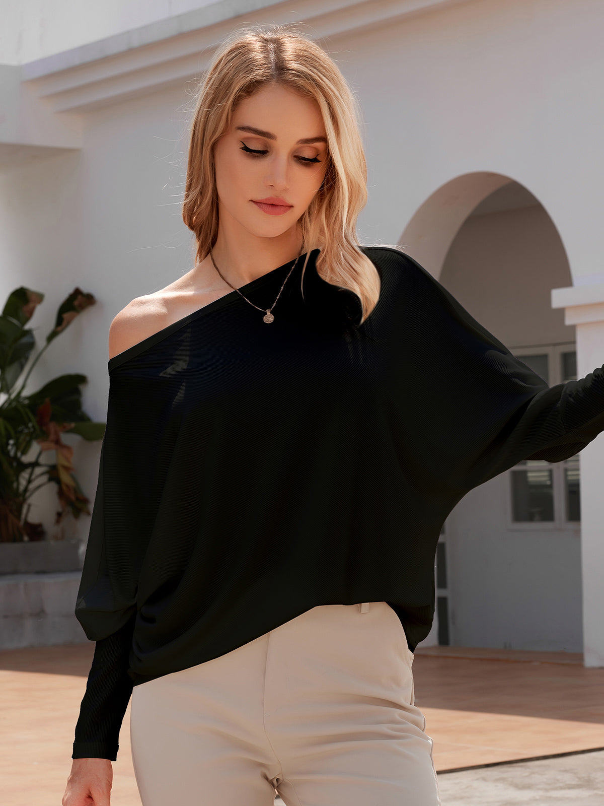 Solid Dolman Sleeve T-Shirt