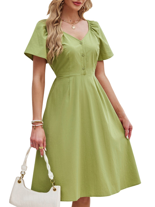 Solid Color Breathable Dress