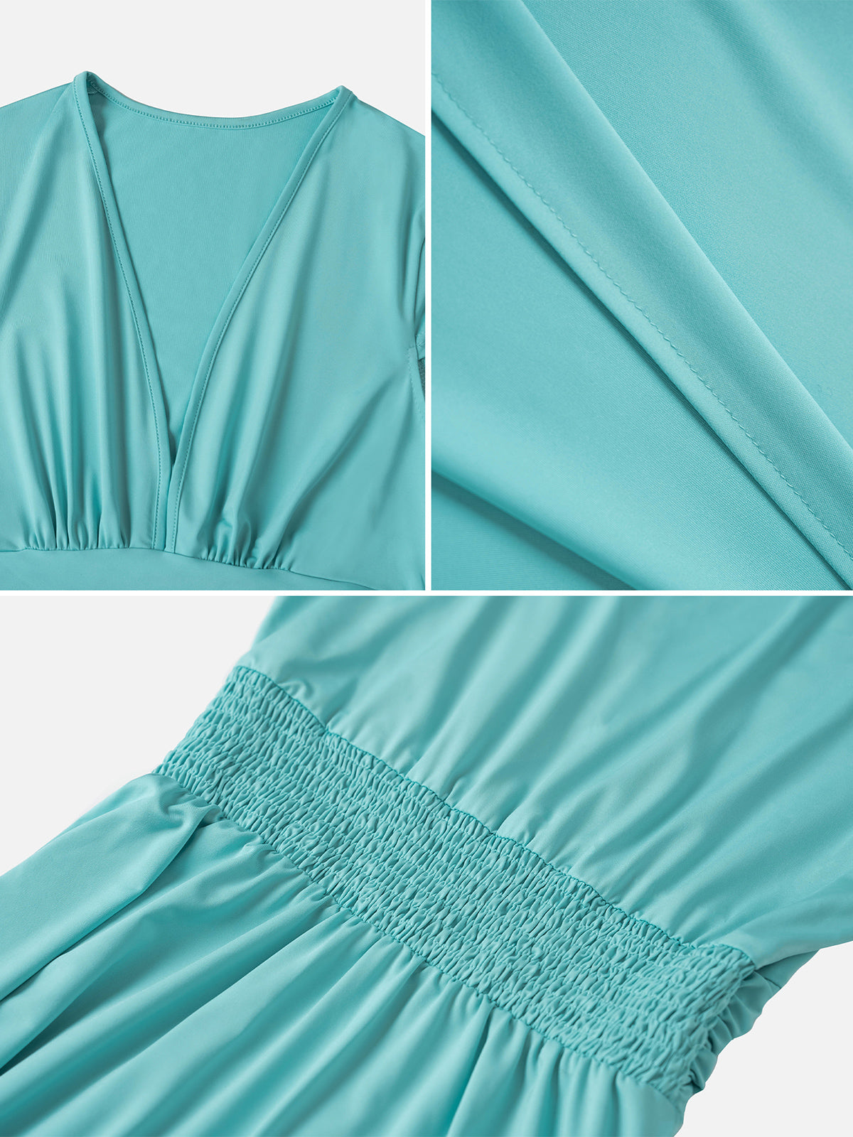 Deep V-Neck High Waist Split Dress