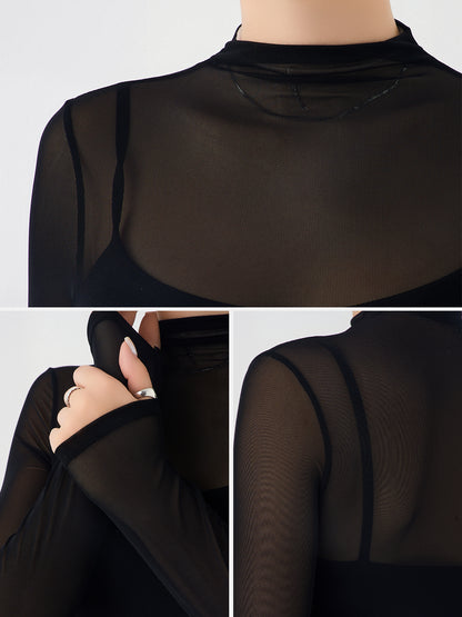 Mesh False Two Piece Top