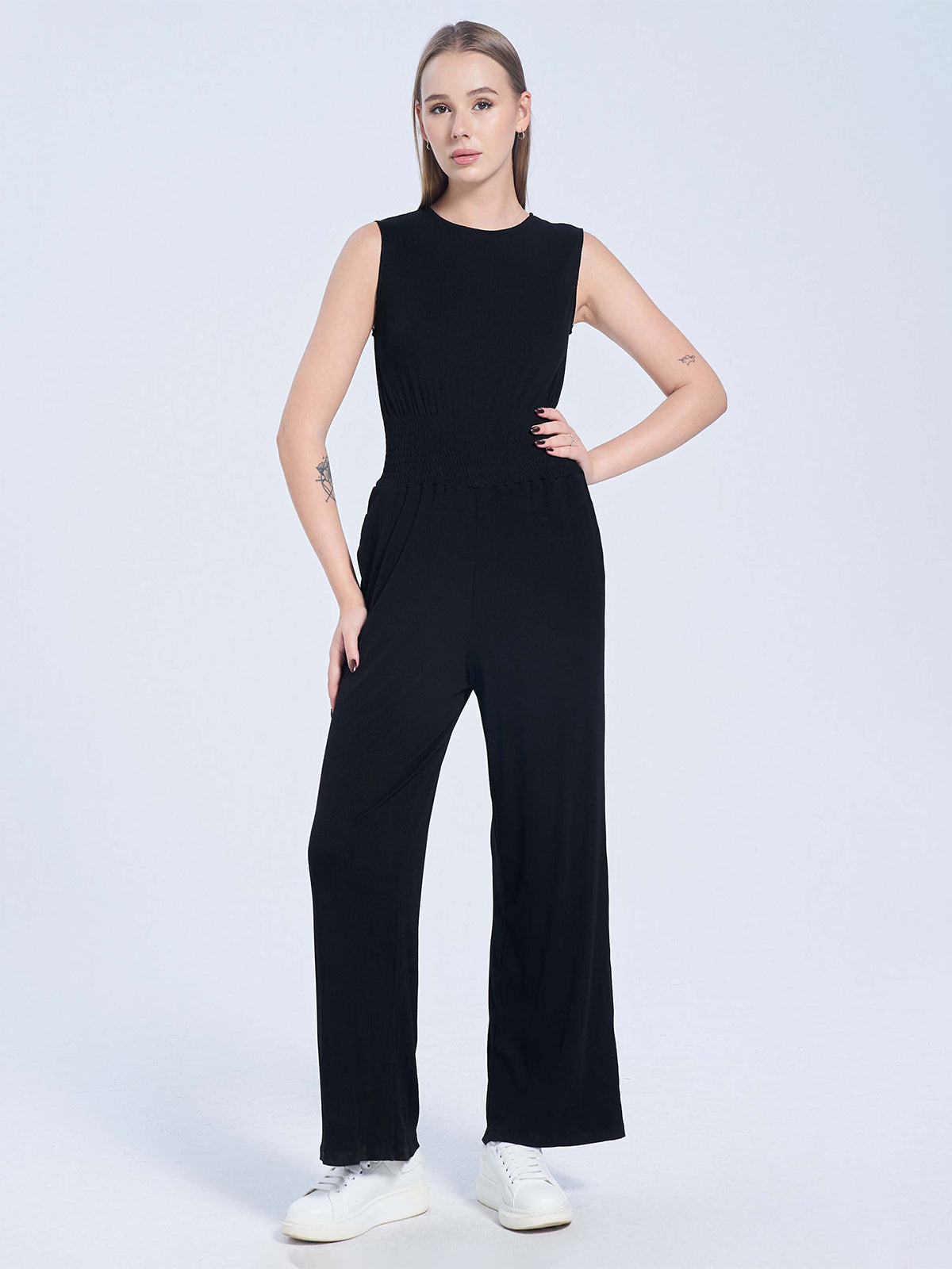 Solid Sleeveless Jumpsuit